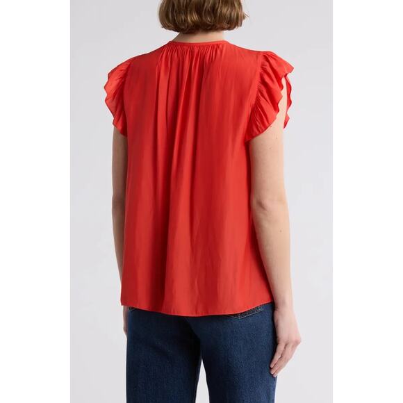 New RAMY BROOK Destinee Orange Cap Sleeve Top - Picture 2 of 7